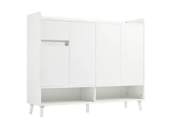 Zapatero blanco - Zapatero con 1 cajón y 4 puertas - estantes regulables y almacenaje abierto