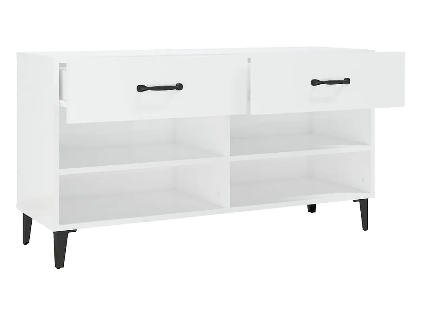Zapatero Blanco brillo 102x35x55 cm Madera de ingeniería