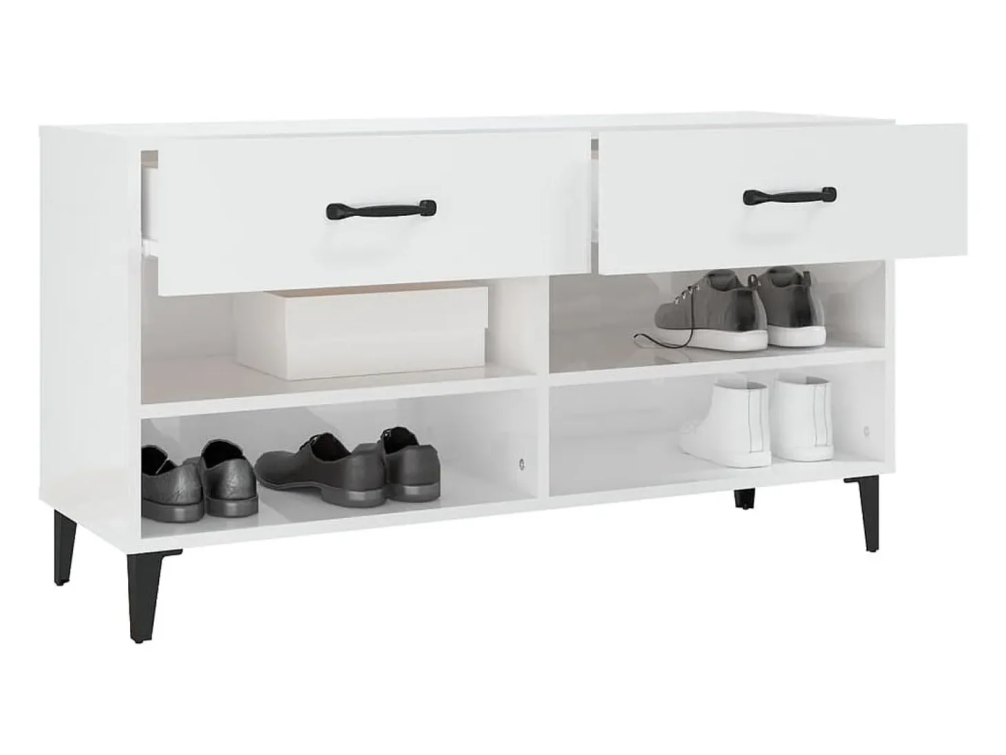 Zapatero Blanco brillo 102x35x55 cm Madera de ingeniería