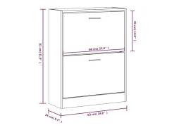 Zapatero Blanco brillo 63x24x81 cm Madera de ingeniería