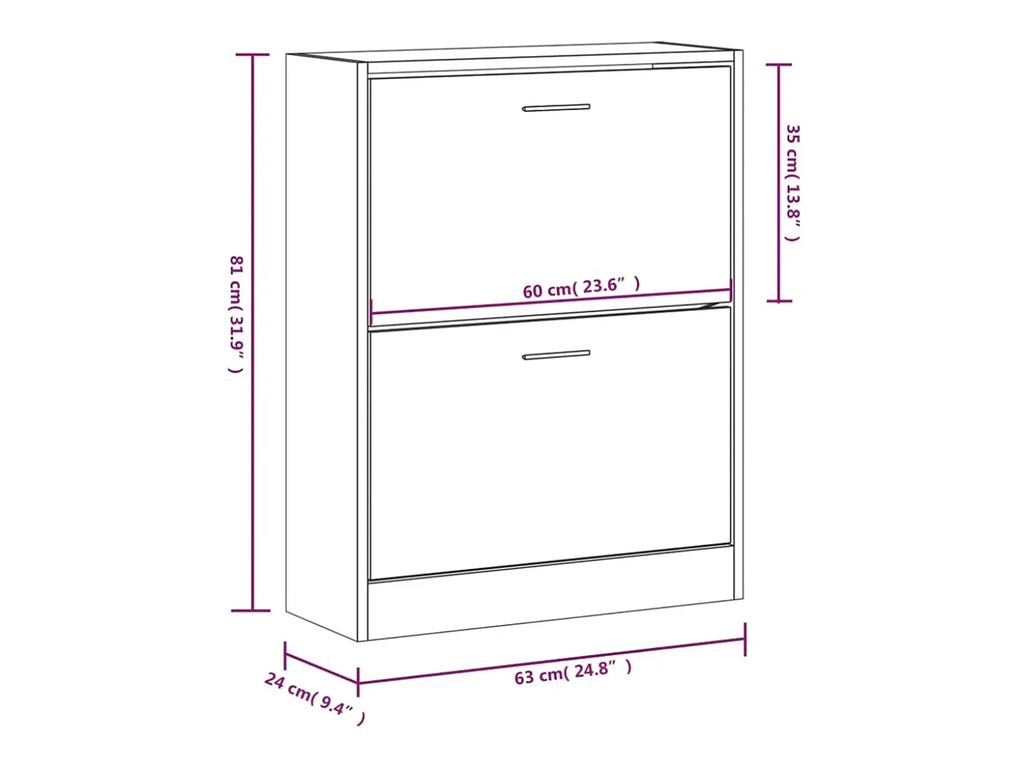 Zapatero Blanco brillo 63x24x81 cm Madera de ingeniería
