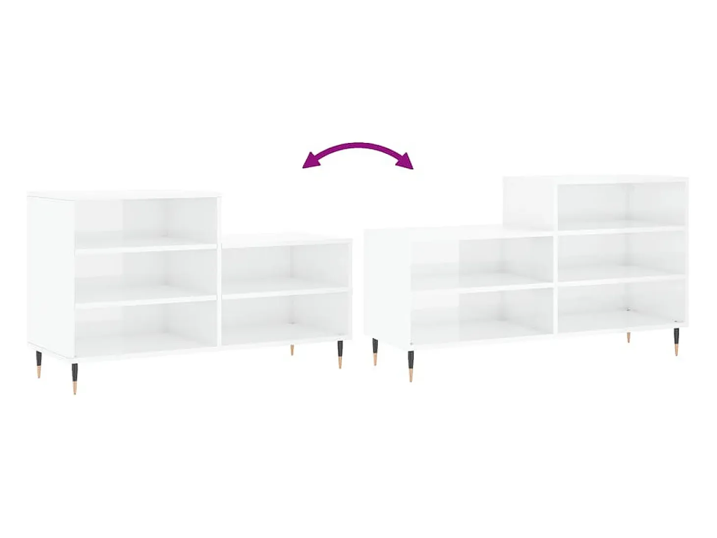 Zapatero Blanco brillo 102x36x60 cm Madera de ingeniería