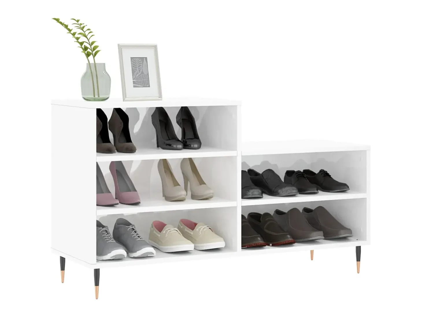 Zapatero Blanco brillo 102x36x60 cm Madera de ingeniería