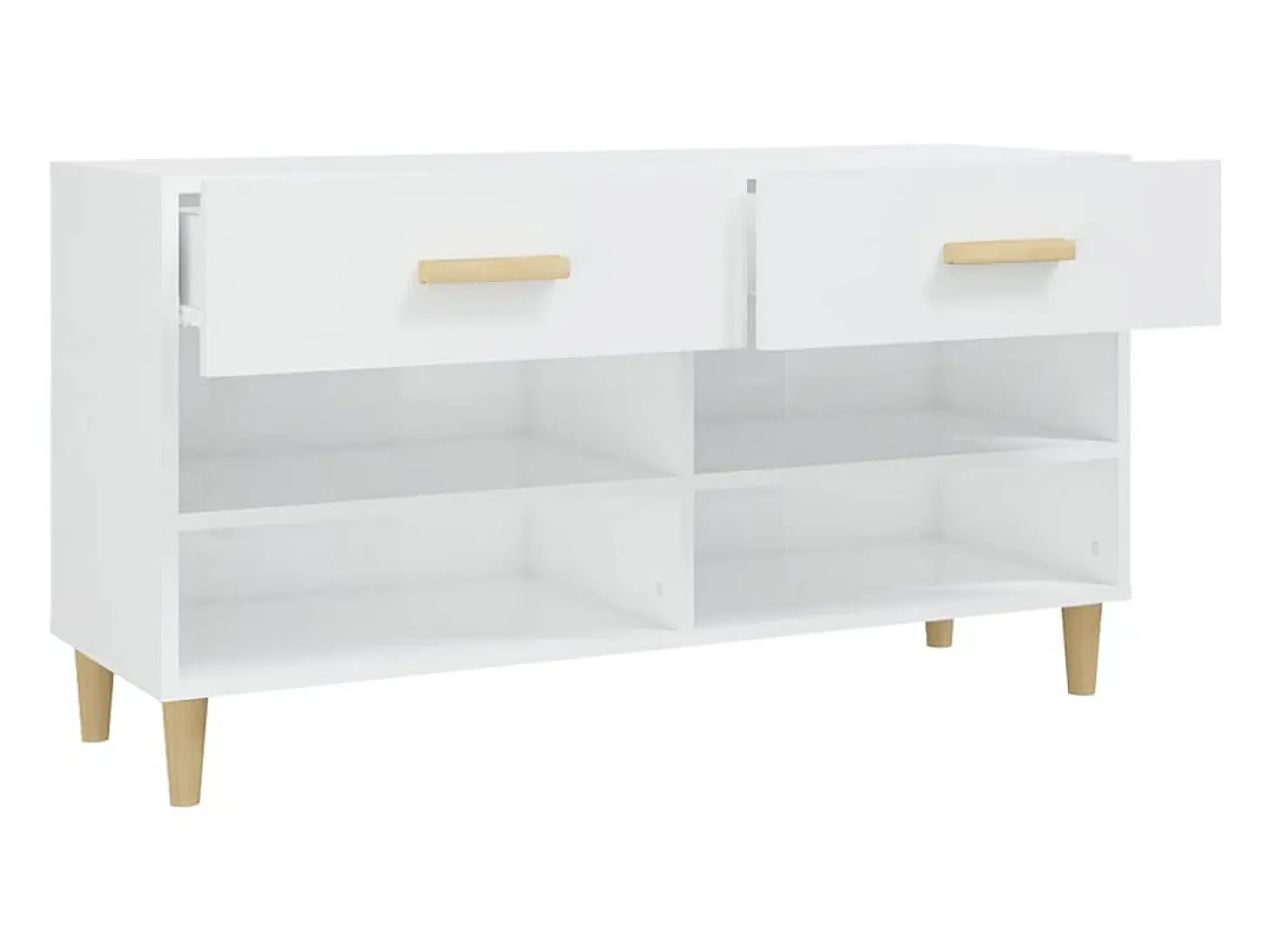 Zapatero Blanco brillo 102x35x55 cm Madera de ingeniería