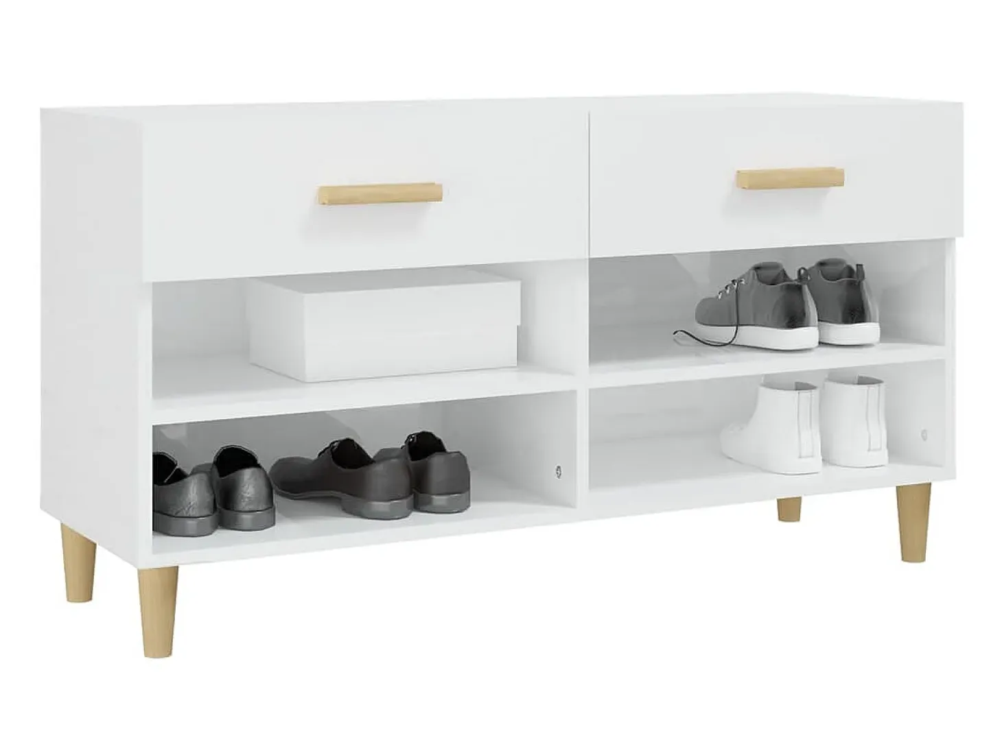 Zapatero Blanco brillo 102x35x55 cm Madera de ingeniería