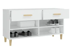 Zapatero Blanco brillo 102x35x55 cm Madera de ingeniería