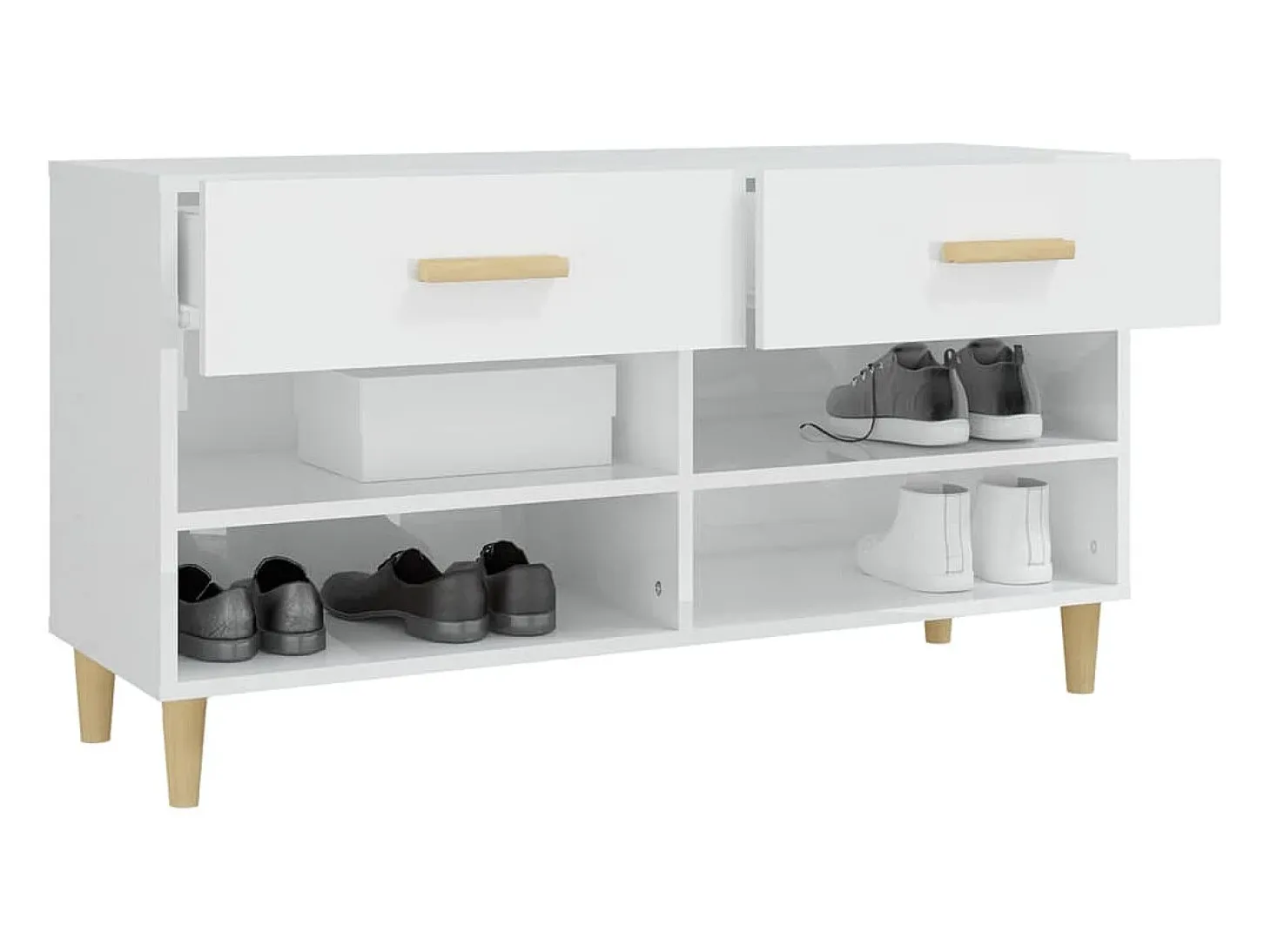 Zapatero Blanco brillo 102x35x55 cm Madera de ingeniería