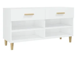 Zapatero Blanco brillo 102x35x55 cm Madera de ingeniería