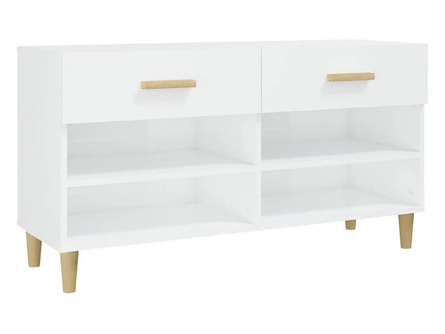 Zapatero Blanco brillo 102x35x55 cm Madera de ingeniería