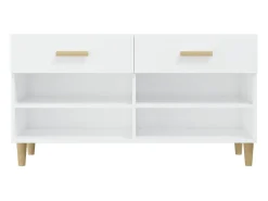Zapatero Blanco brillo 102x35x55 cm Madera de ingeniería