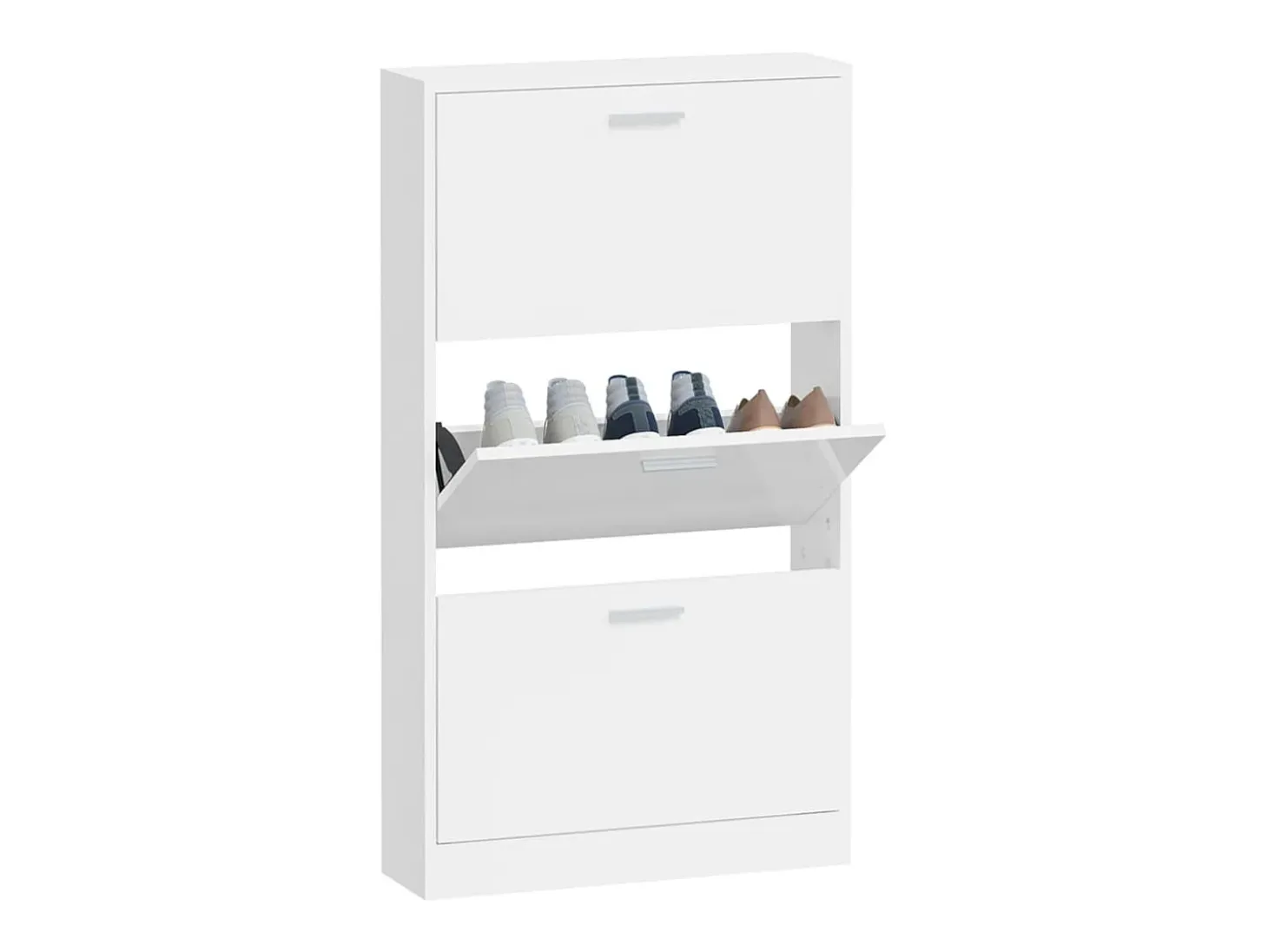 Zapatero Blanco brillo 59x17x108 cm Madera de ingeniería