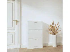 Zapatero Blanco brillo 59x17x108 cm Madera de ingeniería
