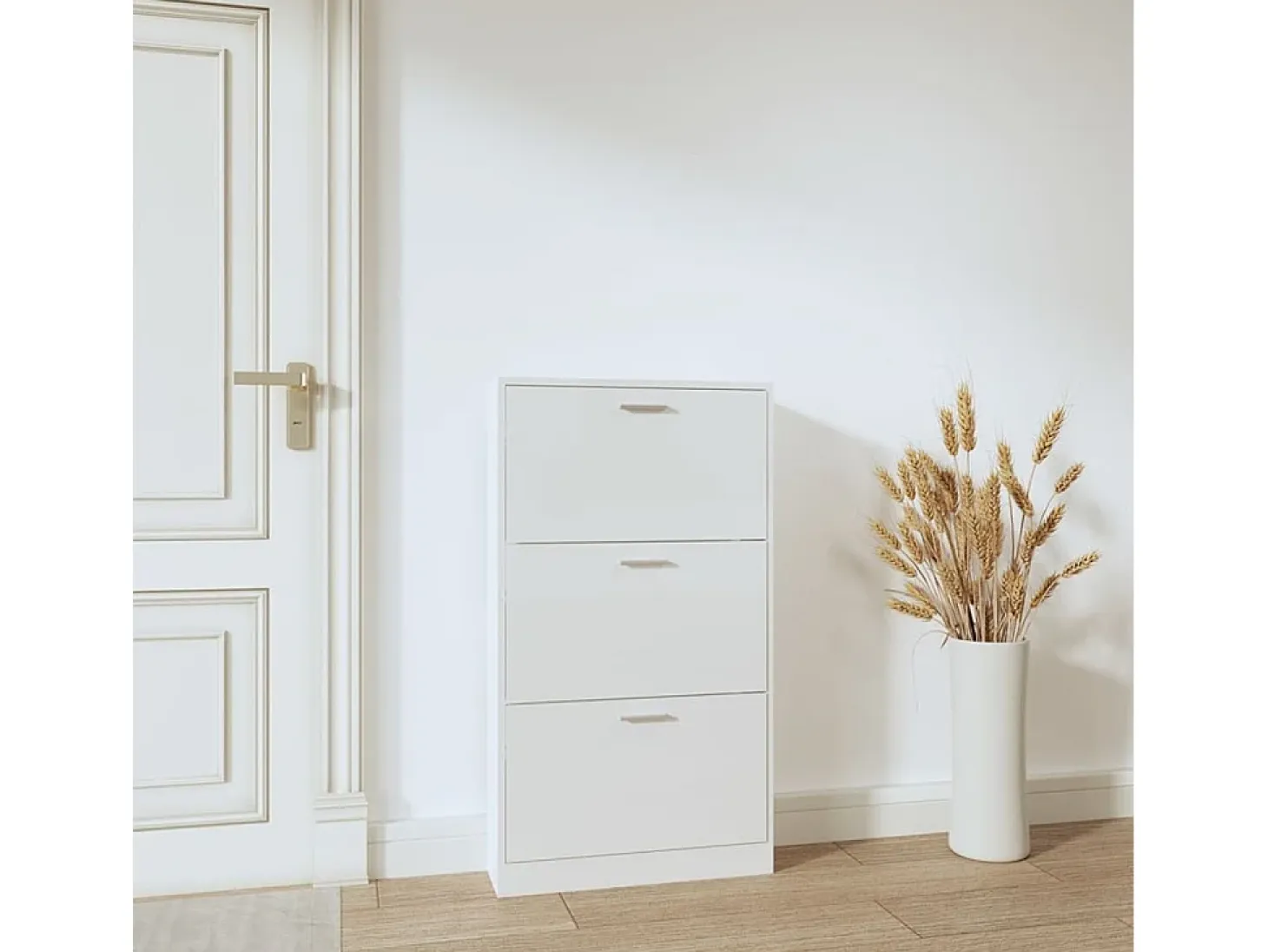 Zapatero Blanco brillo 59x17x108 cm Madera de ingeniería