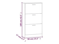 Zapatero Blanco brillo 59x17x108 cm Madera de ingeniería