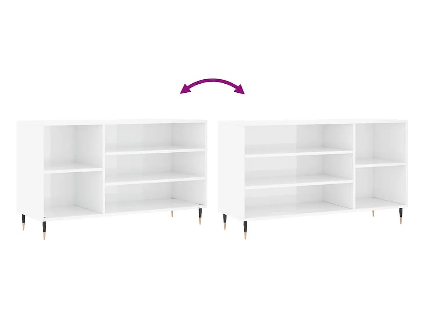 Zapatero Blanco brillo 102x36x60 cm Madera de ingeniería