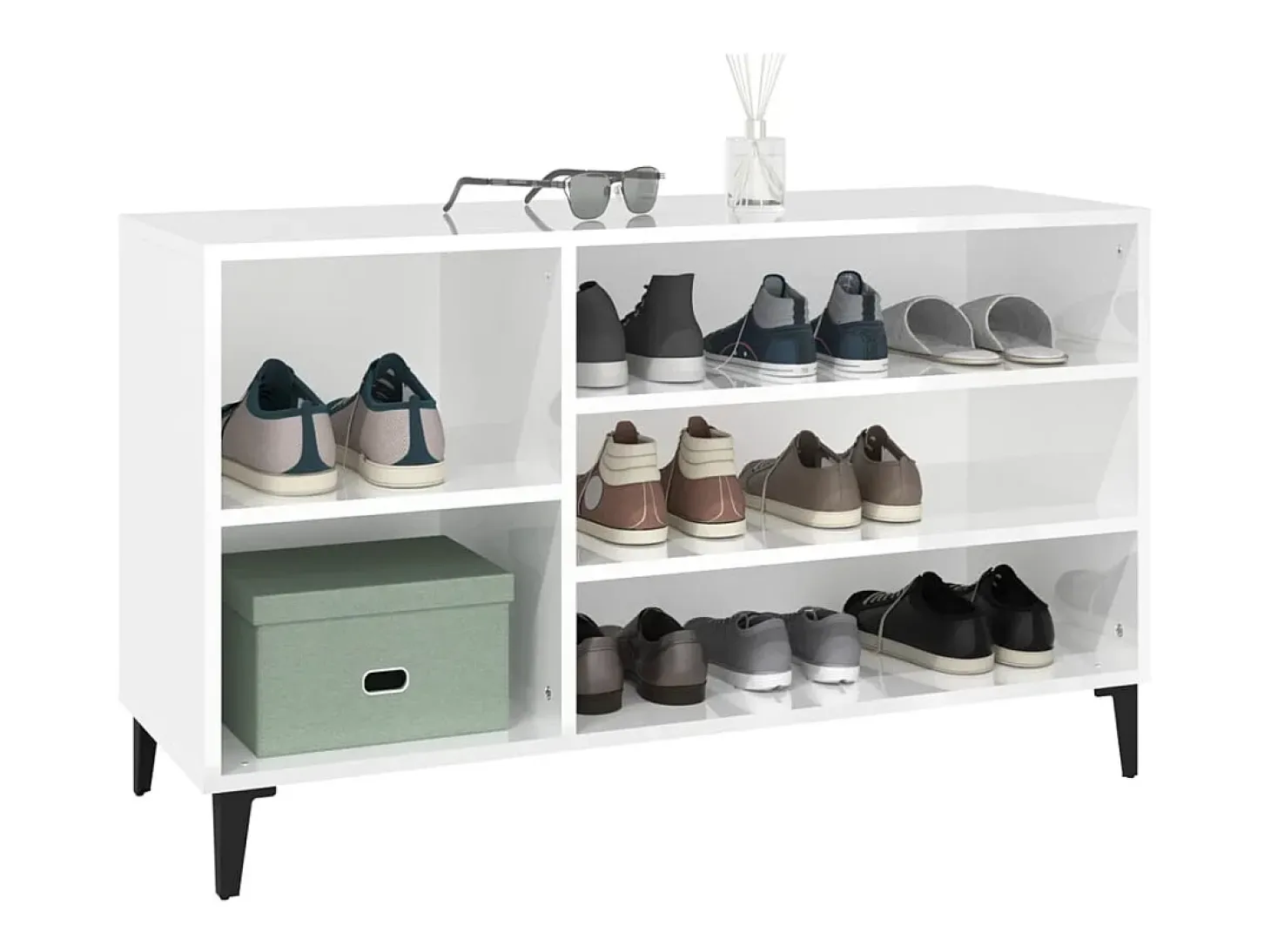 Zapatero Blanco brillo 102x36x60 cm Madera de ingeniería