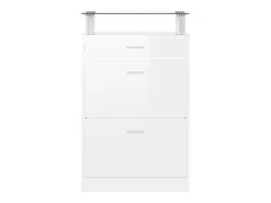 Zapatero Blanco brillo 63x24x104 cm Madera de ingeniería