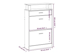 Zapatero Blanco brillo 63x24x104 cm Madera de ingeniería