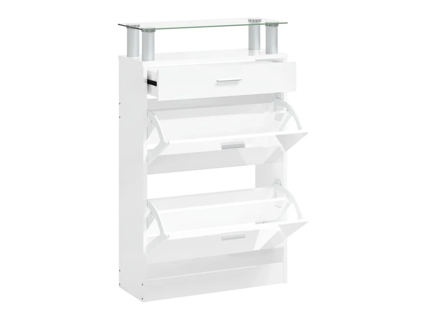 Zapatero Blanco brillo 63x24x104 cm Madera de ingeniería