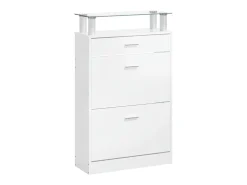Zapatero Blanco brillo 63x24x104 cm Madera de ingeniería