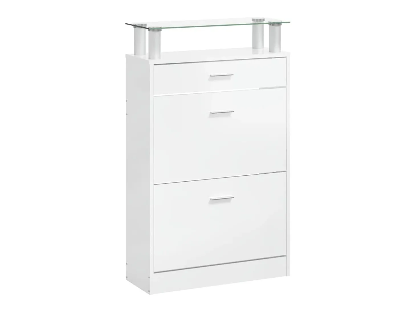 Zapatero Blanco brillo 63x24x104 cm Madera de ingeniería