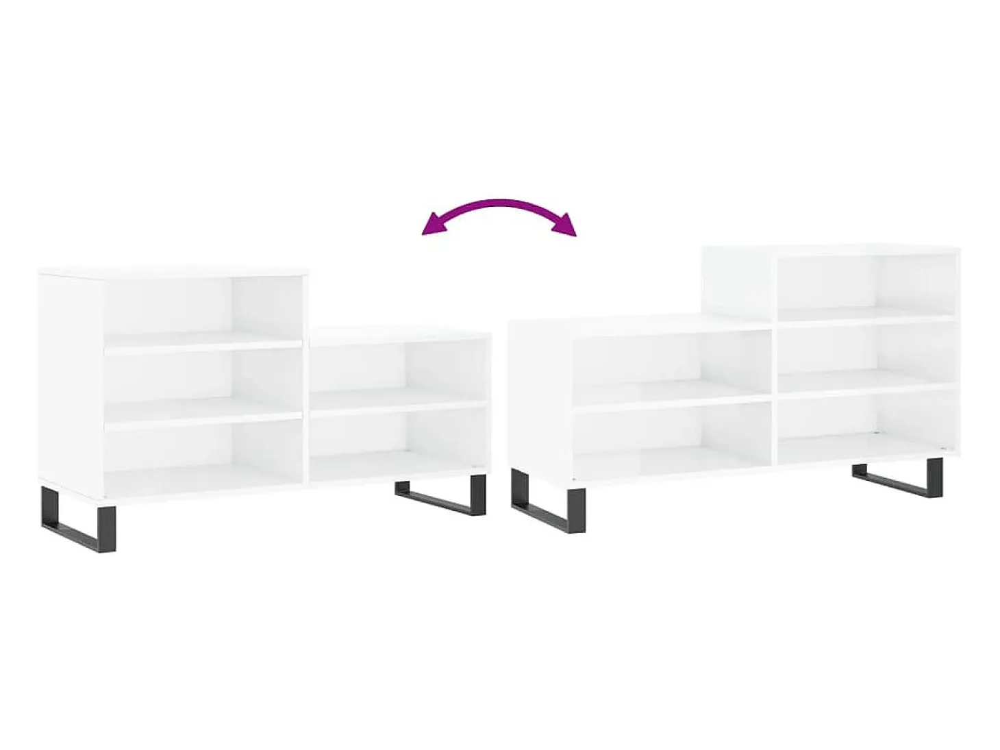 Zapatero Blanco brillo 102x36x60 cm Madera de ingeniería
