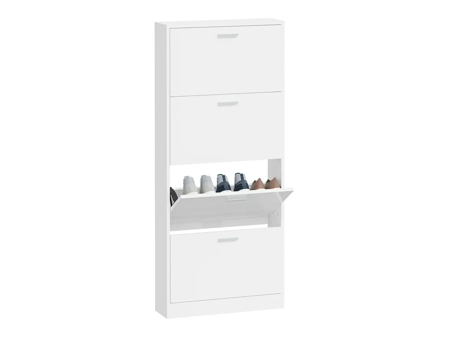 Zapatero Blanco brillo 59x17x150 cm Madera de ingeniería