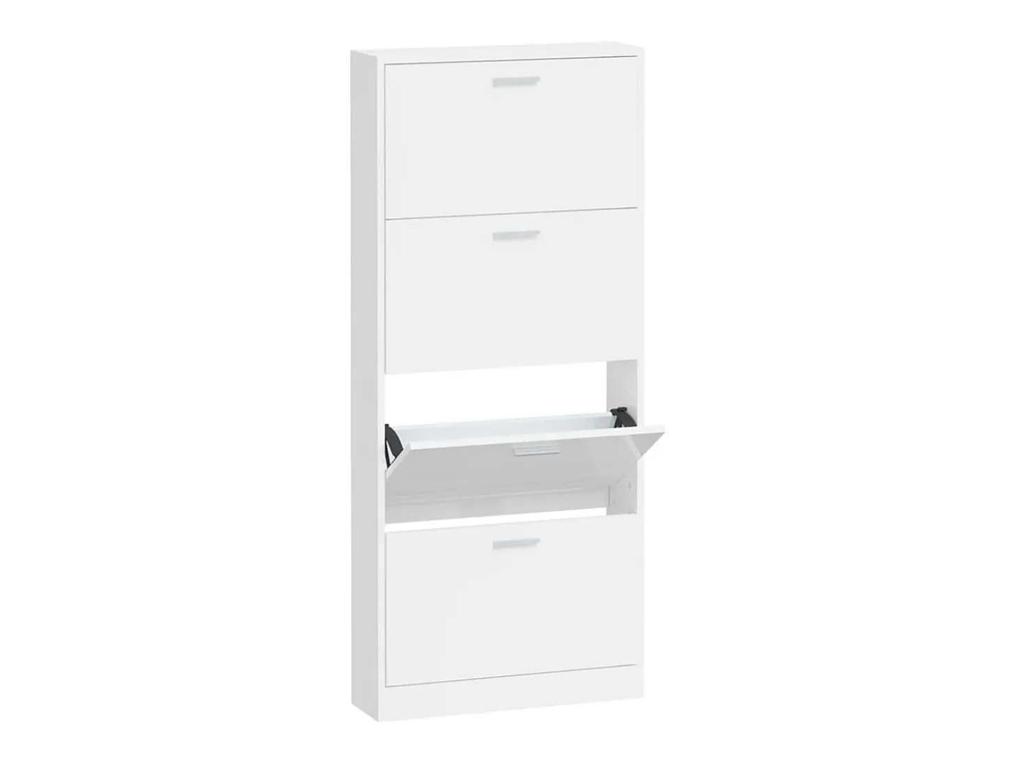 Zapatero Blanco brillo 59x17x150 cm Madera de ingeniería