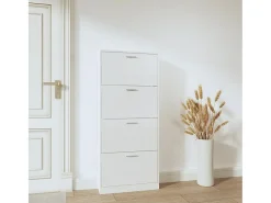 Zapatero Blanco brillo 59x17x150 cm Madera de ingeniería