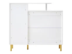 Zapatero blanco con 1 cajón y 3 puertas, tiradores y patas de metal dorado