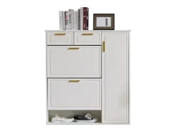 Zapatero blanco con 2 cajones, 2 aletas y 1 puerta 95x24x107cm