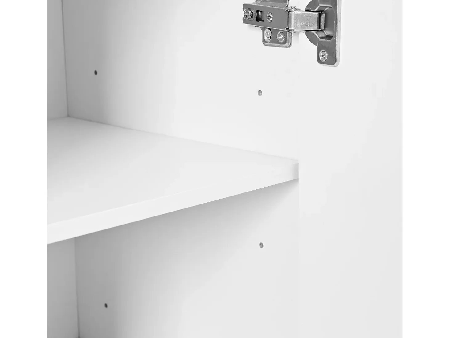 Zapatero blanco con 2 puertas y estantes regulables, tiradores dorados - adecuado para salones y entradas