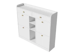 Zapatero blanco con 4 puertas basculante y 2 cajones – para entrada y pasillo
