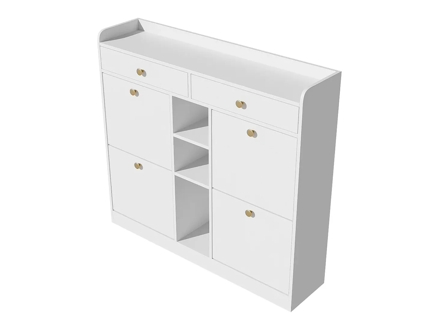 Zapatero blanco con 4 puertas basculante y 2 cajones – para entrada y pasillo