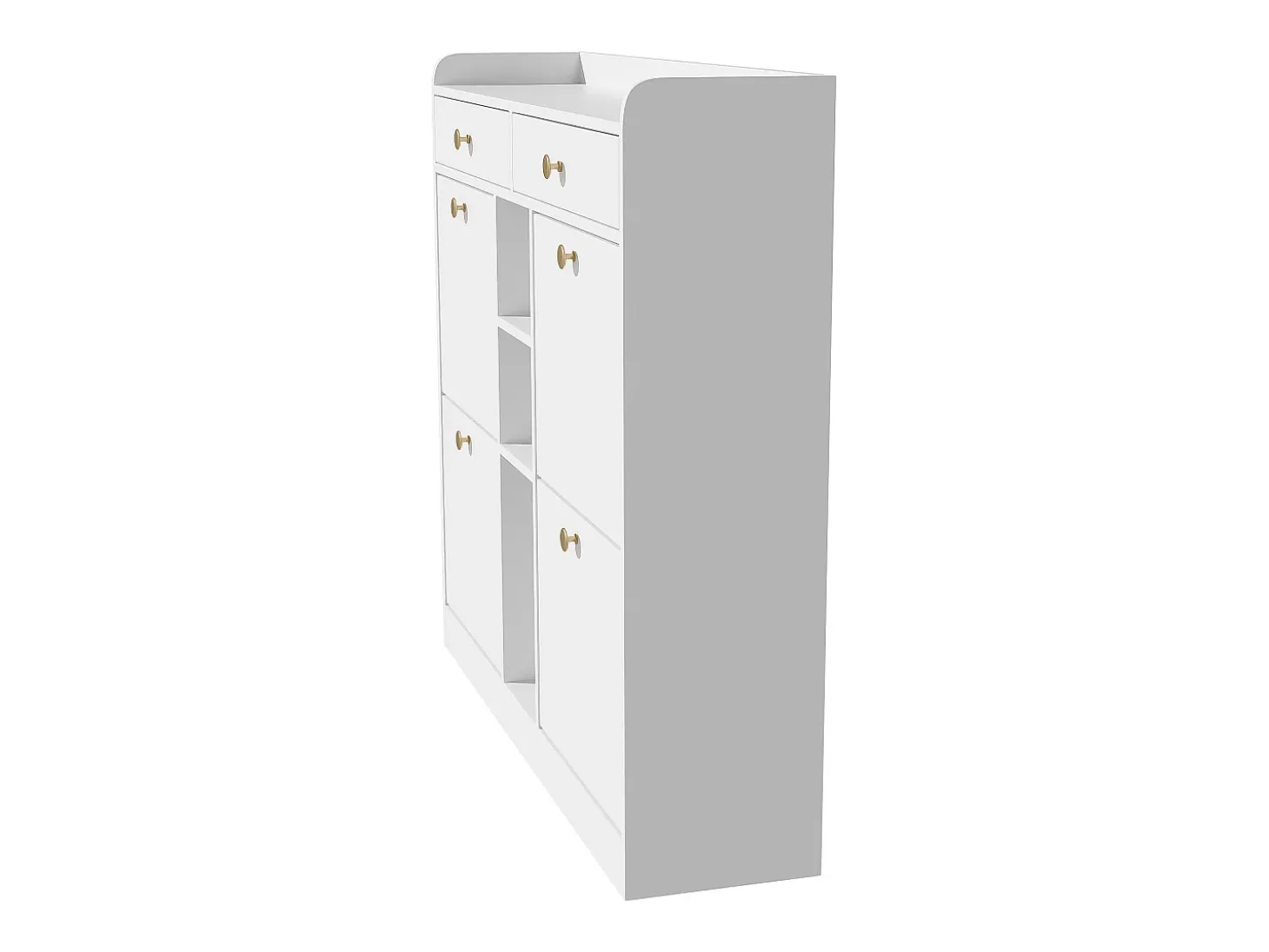 Zapatero blanco con 4 puertas basculante y 2 cajones – para entrada y pasillo