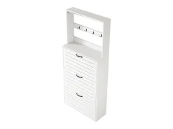 Zapatero blanco con 3 puertas y 8 ganchos - Ideal para entradas y pasillos