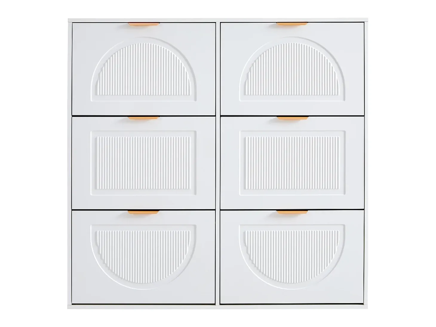 Zapatero blanco con 6 puertas abatibles, 118x25x115 cm