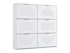 Zapatero blanco con 6 puertas abatibles, 118x25x115 cm