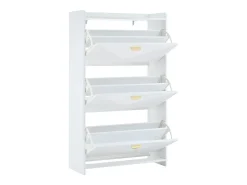 Zapatero blanco con 3 puertas abatibles y 6 compartimentos