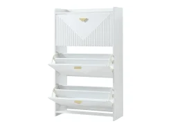 Zapatero blanco con 3 puertas abatibles y 6 compartimentos