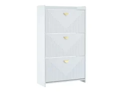 Zapatero blanco con 3 puertas abatibles y 6 compartimentos