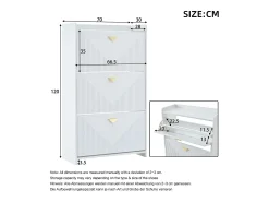 Zapatero blanco con 3 puertas abatibles y 6 compartimentos