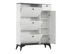 Zapatero blanco con 3 puertas, 1 cajón y 1 puerta, estilo moderno, ideal para la entrada o el salón