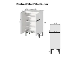 Zapatero blanco con 2 puertas - estantes regulables 60 × 34,5 x 95 cm