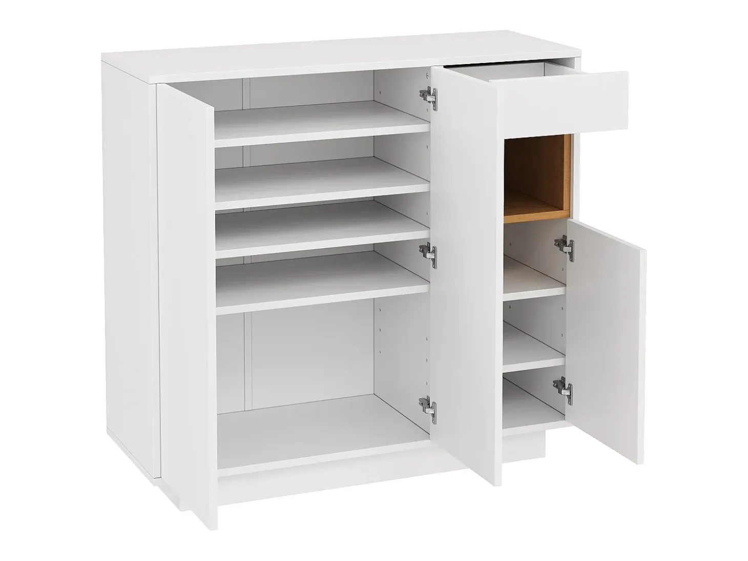 Zapatero blanco con iluminación LED - Zapatero de 3 puertas y 1 cajón - Estantes regulables