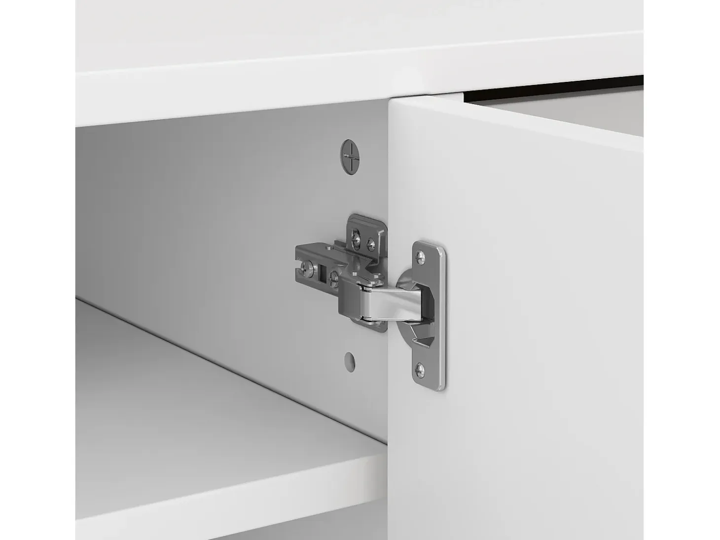 Zapatero blanco con iluminación LED - Zapatero de 3 puertas y 1 cajón - Estantes regulables