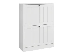 Zapatero blanco, diseño moderno mid-century, con 2 cajones abatibles, ideal para entrada y pasillo (60x24x80 cm)