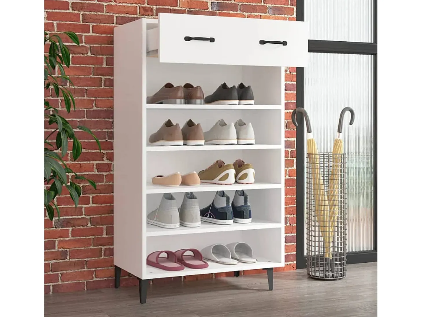 Zapatero blanco 60x35x105 cm Madera contrachapada
