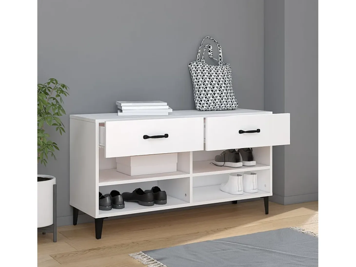 Zapatero blanco 102x35x55 cm Madera contrachapada
