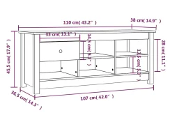 Zapatero blanco 110x38x45,5 cm Madera maciza de pino